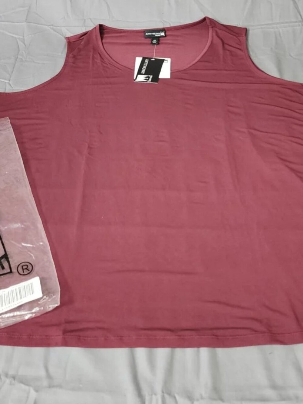Antthony Womens Plus Size 3X Tank Top Wine Red Scoop Neck Sleeveless Stretch